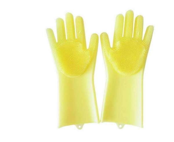 Magic Silicone Gloves with Wash Scrubber, Piixy Reusable Eco-Friendly Dish Heat Resistant Gloves Kitchen Tool for MultipurposeMa